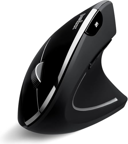 Perixx PERIMICE-813B Vertikale Bluetooth-Maus, kabellose 3-in-1-Multi-Device-Technologie, Reisetaschengröße, Rechtshänder, Schwarz