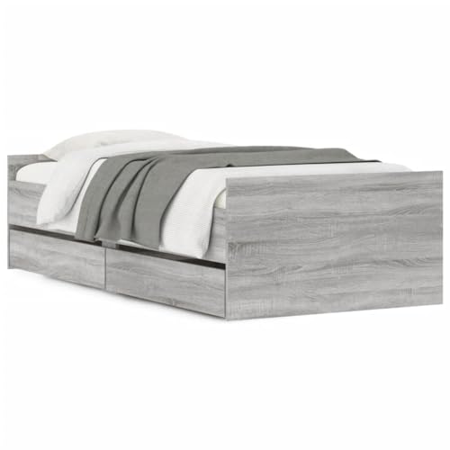 SXJEQOC Gaming Bett Gästebett Double Bed Tagesbett - Bettgestell mit Schubladen Grau Sonoma 100x200 cm für Gastzimmer Balkon Wohnzimmer Jugendzimmer