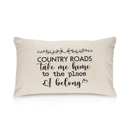 Kissenbezug mit inspirierendem Spruch "Take Me Home to The Place I Belong", 40,6 x 61 cm, Baumwolle, rustikale Dekoration für Sofa, Wohnzimmer, Schlafzimmer