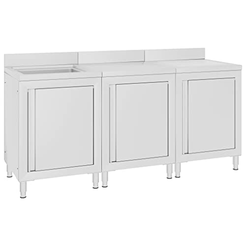 vidaXL Gastro Spülenunterschrank Spülschrank Spülbecken Küchenschrank Spültisch Gastrospüle Spüle Arbeitsschrank 180x60x96cm Edelstahl