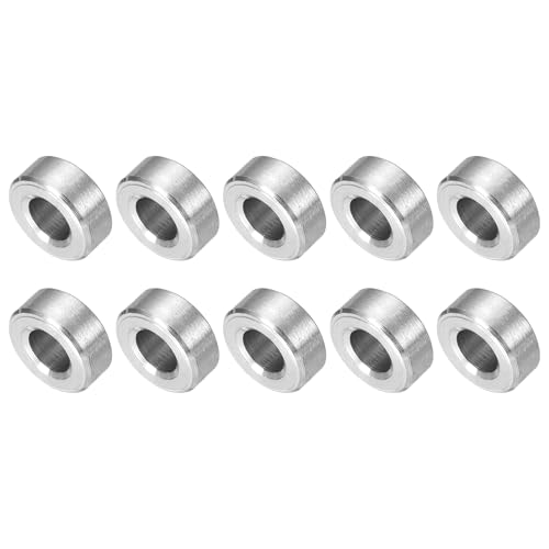 QUARKZMAN 10 Stück Distanzhülsen Abstandshalter Edelstahl, 5mm ID x 10mm OD x 4mmL 304 Edelstahl Runde Abstandshalter ohne Gewinde Säulen für Schrauben 3/16" oder M5