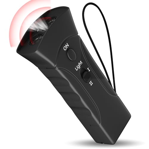 Antibell für Hunde, 2 Modi Antibell Ultraschall Gerät mit Stroboskop Taschenlampe, 25 Fuß Hundetrainings Antibell für Hunde für Meisten Hunde im Innen und Außenbereich Handheld Anti Bellen Gerät