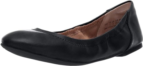 Amazon Essentials Damen Ballerinas Belice Zum Hineinschlüpfen, Schwarz Kunstleder, 43 EU Weit