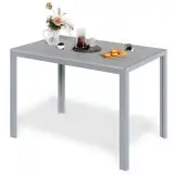 LIFERUN Gartentisch, Aluminiumrahmen, 110 x 70 cm, WPC-Balkontisch, wetterfest, rechteckiger Terrassentisch, Esstisch für draußen, hitze- und wetterbeständig, rutschfest – Ganz Grau