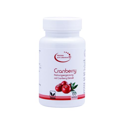 Hannes Pure Lebenslust Cranberry 60 Kapseln, 1 Monat Vorrat, Frei von künstlichen Zusätzen