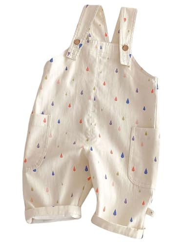 Fldy Kleinkind Baby Latzhose ärmellose Overall Mit Hosenträger Baby Jungen Mädchen Lange Hose Baumwolle Gr. 74-110 Farbig-Regentropfen 98-104