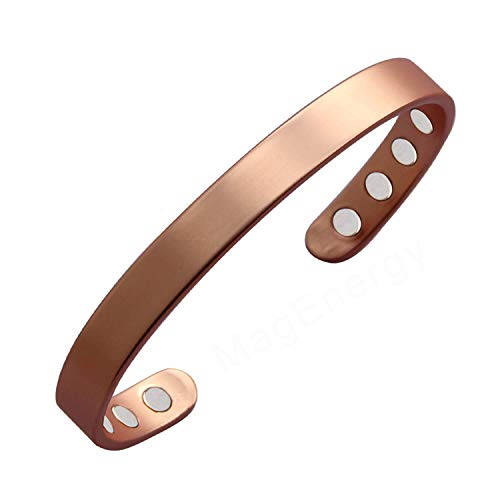 MagEnergy Kupfer-Armband für Männer und Frauen 99,9% reines Kupfer Armreif 6,8" einstellbar mit 8 Magneten