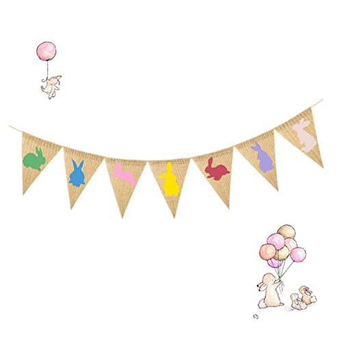 HOMOCONO 1 Set Ostern Wimpel Banner Bunte Kaninchen Girlande Aus Leinen Für Festliche Ostern Party Dekorationen Perfekt Für Ostern Feierlichkeiten Und Kindergeburtstage