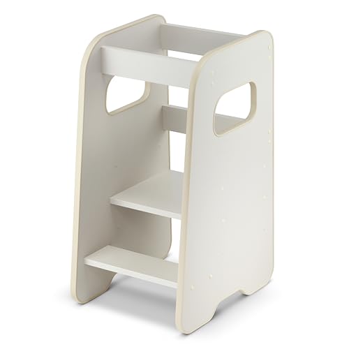 defiPad Lernturm ab 1 Jahr - Learning Tower - Höhenverstellbar Montessori Lernturm mit Kippschutz - Massiv und Stylisch - Hergestellt in der EU inkl. Montagezubehör - Kaschmir Beige