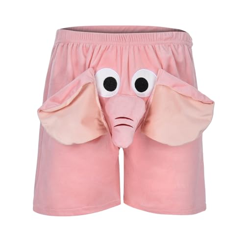 Herren-Shorts, EIN lustiger Elefanten-Boxer, Neuheits-Shorts, humorvolle Unterwäsche, Geschenke für Männer, Boxershorts mit Tiermotiv, Elefanten-Ring-Hosen, Play Kurze Hose Für Männer (Pink, XXL)