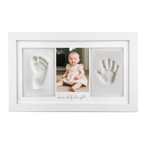 VELLUSTRA Baby Handabdruck und Fußabdruck Set, Gipsabdruck Baby Hand und Fuß für Neugeborene, Handabdruck Baby Bilderrahmen, Fußabdruck Baby Gipsabdruck Set, Baby Geschenk zur Gebur, Babyparty