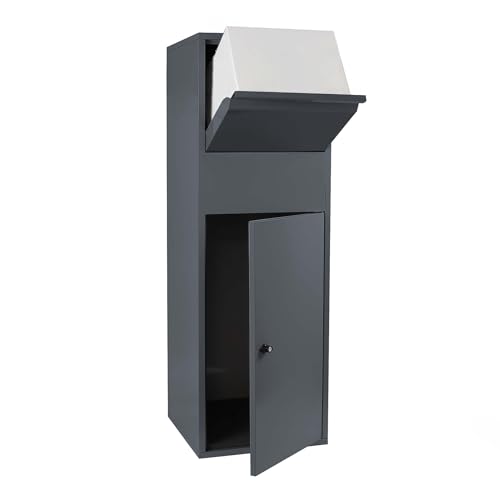 Wiltec Paketkasten Anthrazit 460 x 450 x 1400 mm, Paketbox Zuhause, Private Paketannahme passend für Pakete der Größe S und L, Standbriefkasten