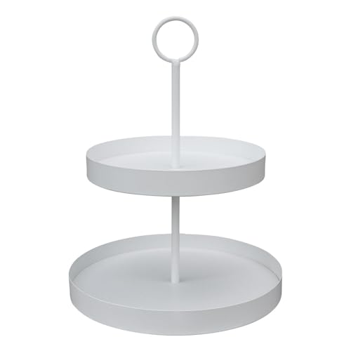 Etagere LENJA weiß aus Metall modernes Design 2-stöckige Metalletagere