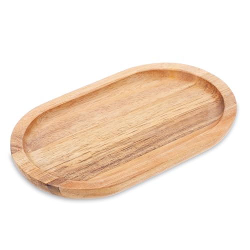 Piriuuo Ovale Holz Serviertablett, 20 x 12 x 1,5 cm Holztablett aus Akazienholz Braunes Deko Serviertablett Ovale Holztabletts für Brot, Desserts, Kekse, Tee, Kaffee, Kuchen, Obst, Kleinigkeiten
