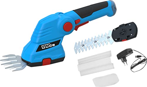 Güde 95508 Akku-Gartenpflege-Set GPS 7.2V-1.5 Li-Ion (7,2 V Akku, Li-Ion, Set bestehend aus Grasscheren- und Hecken-/Strauchscherenaufsatz) Blau, 48 x 10 cm