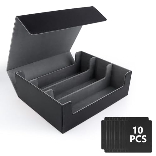 NVIYAM Kartenbox Card Deck Box für MTG,Sammelkarten-Aufbewahrungsboxen für 1800+ Karten, Leather Deck Case mit Trennwänden, Deck Box für TCG Magic the Gathering Karten-Schwarz