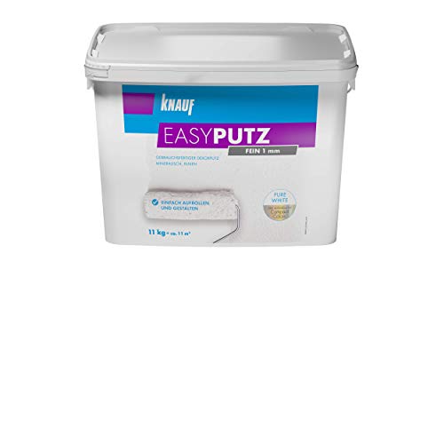 Knauf 696536 Fein 11 kg 1 mm EASYPUTZ, schneeweißer, mineralischer Dekorputz, hochwertig, zum einfachen Aufrollen auf Wand oder Decke im Innenbereich, atmungsaktiv, 1,0 mm Körnung