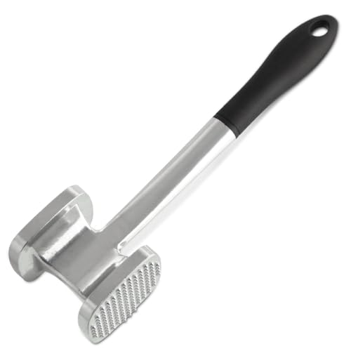 Fackelmann Fleischklopfer mit Soft-Grip-Griffen gegen Verrutschen – Fleischhammer mit rauer und glatter Oberfläche – Fleischplätter zum Plattieren und Klopfen, Schwarz