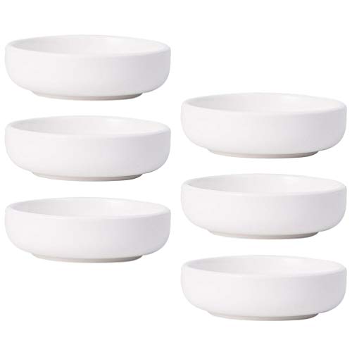 HEMOTON 6 Stück Keramik Dip Schalen Set Einfache Art Soja Dip Sauce Gerichte Gewürzplatten Mehrzweck Porzellan Beilage Schüssel Weiß
