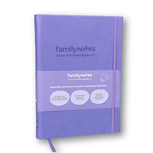 familynotes Tagebuch für Kinder & Eltern | Mehr Familienzeit im Alltag | Familientagebuch 5-13 Jahre | Fördert Austausch & Dankbarkeit | Tagebuch Jungs Mädchen Eltern | Mit FamilyChallenges (Lavendel)