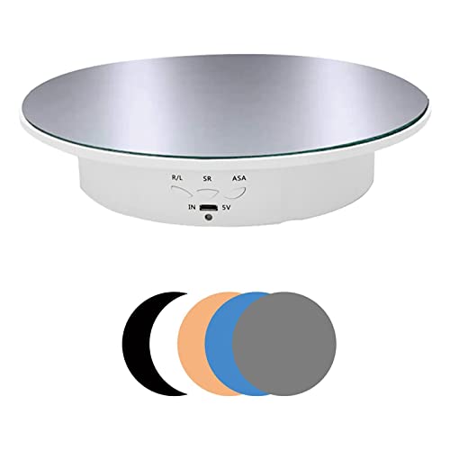 CDIYTOOL Elektrischer Drehteller für Fotografie, 90/180 Grad motorisierter Drehteller, Display Tisch für Live-Video, automatische Drehplattform mit 6 Hintergründen für Schmuck, Uhr, Parfüm