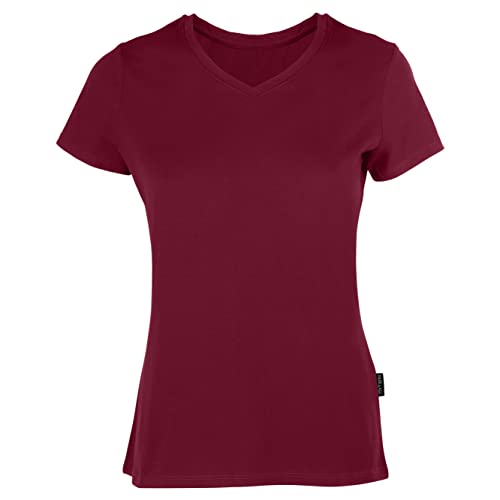 HRM Damen F Luxury V-Neck Tee, Bordeaux, XXL