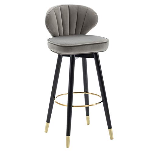 Drehbarer Barhocker Gegenhöhe mit Rückenlehne,Wohnküche und Esslokal Barhocker Flanell gepolstert,Elegante Goldene Fußstütze,Maximale Belastung 250 kg