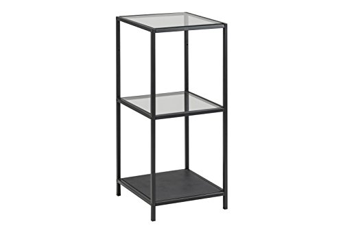 AC Design Furniture Jörn Metall Bücherregal mit 2 Ablagen, Regal aus Metall und Glas im Industrial Style, Aufbewahrungsregal für Wohnzimmer, Home Office Möbel, Schlafzimmermöbel, Einfache Montage