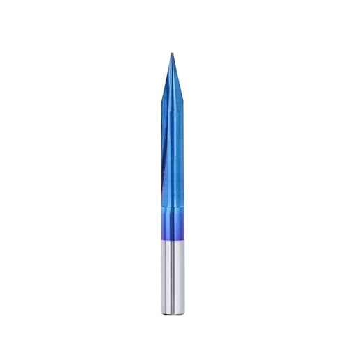 Hartmetall-Fräser, 3,175 mm Schaft, Gravur-Bit, V-Form, gerader Schaftfräser, 2 Nuten, Nano-blau beschichtete CNC-Schnitz-Bit(3.175x20x0.1x38mm)