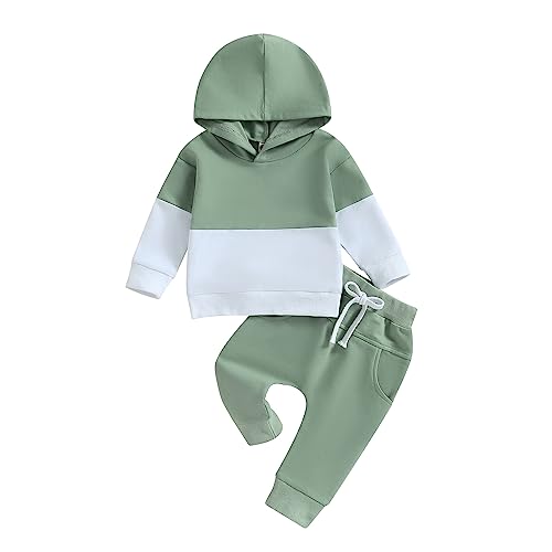 Himllauen Baby Jungen Kleidung Hoodie + Hose Zweiteiler Babykleidung Neugeborene Set 0-3 Jahre Kleinkind Outfit (A Grün, 2-3 Years)