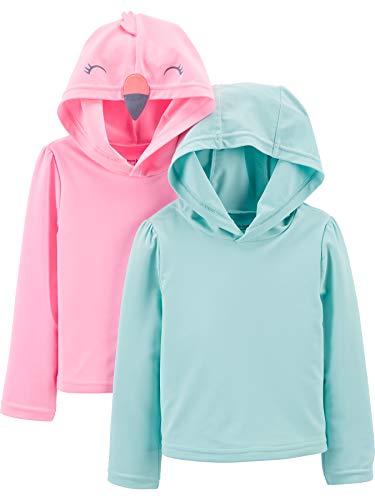 Simple Joys by Carter's Mädchen 2-Pack Hooded Rashguards Rash Guard Shirt, Aquablau/Rosa, 6-9 Monate (2er Pack)
