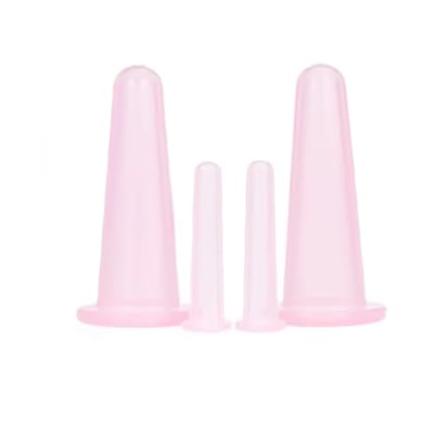 Schröpfgläser Silikon Set,4 Stück Vakuum Cups für Gesicht,Körper,Schröpfen Therapie für Gesichtsmassage,Anti-Cellulite Massagebecher,Schröpfköpfe,Facial Cupping für Muskelentspannung,Blutzirkulation