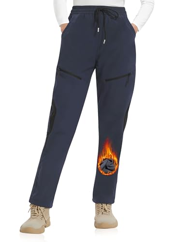 ATLASLAVA Skihose Damen Fleece Gefüttert Wasserdicht Softshellhose Wanderhose Winterhose Outdoor Hosen Winter