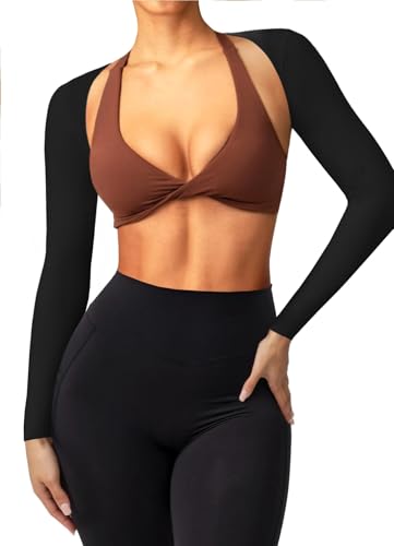 Navneet Bolero Damen Kurz Cardigan Langarm Kurzjacke Eng Basic Y2K Crop Tops Blazer Jäckchen Shrug Schwarz M
