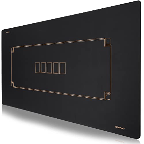 SLOWPLAY Godel Texas Holdem Pokermatte 180x90cm I schwarz und champagnerfarben pokerteppich |Premium und Deluxe Tragbarer Pokertischauflage, Wasserabweisend Pokertuch - Pokerteppich