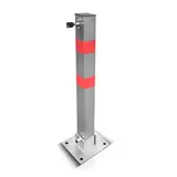 STAHLWERK umlegbarer Absperrpfosten | klappbarer Absperrpoller | Parkplatzsperre | stabile Stahlkonstruktion mit Signalstreifen | Pfosten zur Sicherung von Parkplätzen, Einfahrten und Ladezonen