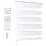 Sekey Doppelrollo Klemmfix ohne Bohren für Fenster, Doppelrollo 80 cm breit, Duo Rollo Jalousie Sonnenschutz, 80x120cm, Weiß