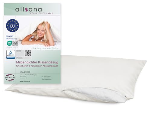 Allsana Allergiker Kissenbezug 40x80 cm | Allergie Bettwäsche | Anti Milben Encasing | Milbenschutz für Hausstauballergiker | allergendichter Zwischenbezug für das Kopfkissen | TÜV geprüft
