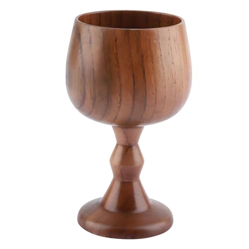 VIFERR Holz Goblet Vintage Holz Weinkelch Erstklassige Natürliche Feste Trinkbecher für Weinlese Kaffee Tee Milch Wasser
