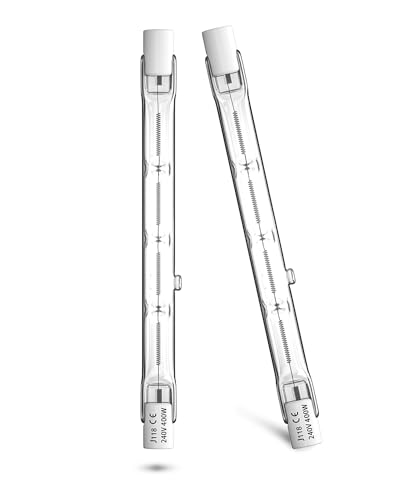 Klarlight R7s 118mm Halogen Leuchtmittel 400W J118 Dimmbar Doppel Ended Flutlicht Lampe 240V Lineares Licht Warmes Weiß 2800K Wolfram Halogenbirnen Für Deckenleuchten, Landschaftsbeleuchtung(2pcs)