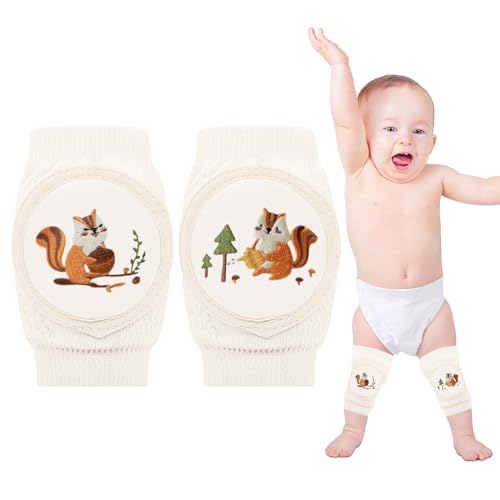 FAINCA Knieschützer Kinder, Knieschoner Kinder Eichhörnchenmuste, Mesh Atmungsaktive Knieschoner Baby, Knieschoner Krabbeln, Antirutsch Knieschoner, für Babys von 0-3 Jahren