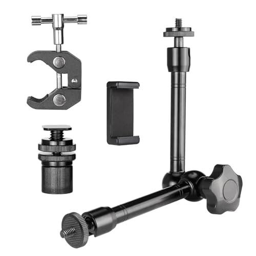 ZTOWOTO 10 Inch Magic Arm with Super Crab Clamp,Adjustable Kamera Halterung,Kamerahalterung with 1/4"-3/8" Threaded，Gelenkarm for Monitor/Webcam/Light/Microphone