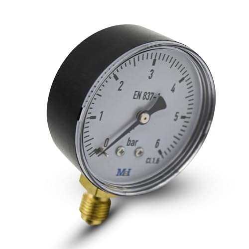 DOJA Barcelona | Wasser Druckmessgerät | 1/4" | 0-6 bar | 1er Pack | Manometer Druckluft | Wasser Manometer Wasserdrucküberwachung von Trinkwassersystemen, Messgerät Heizung, Bewässerung, Pumpen