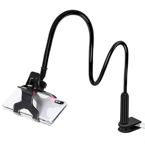 Oldmoom Handyhalter fürs Bett, Bett-Handyhalter zum Hinlegen | Verstellbarer Telefonständer - Handy-Halterung, Klemmclip, Flexibler Langer Arm, Deckenhalterung für Schreibtisch-Kopfteil, Nachttisch