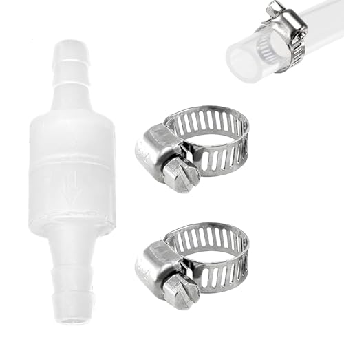 10 Mm Inline Rückschlagventil, Mit 2 Schlauchschellen,Kunststoff-Rückschlagventil,Rückschlagventil Waschmaschine,Rückflussverhinderer Für Wasser Flüssigluft Kraftstoff Gas,Für Waschmaschinen Trockner