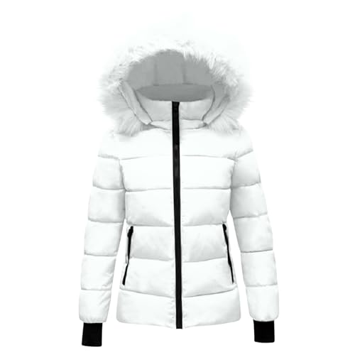 Winterjacke Damen Elegant Schick, Sale Steppjacke Leicht Und Warme, Wintermantel Flauschig Federleichte, Daunenjacke Aus Einfarbiger Baumwolle Mit Kapuze Und Warmer Tasche Für Herbst Und Winter