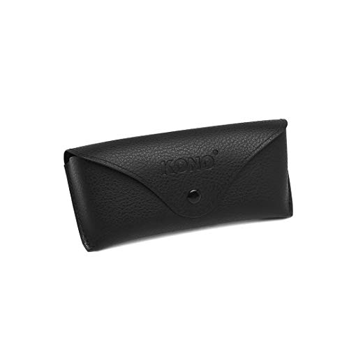 KONO Brillenetui Case Klassische Schutzhülle für Sonnenbrillen PU Leder Unisex (Schwarz)