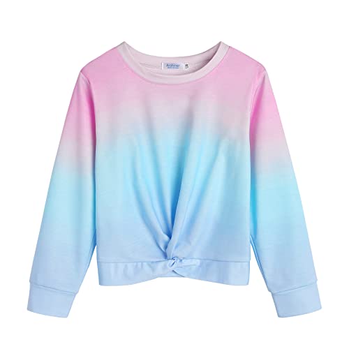 Arshiner Mädchen Sweatshirt Tie-Dye Langarm Pullover Rundhals Sport Mode Kinderkleidung Leichtgewicht Langarmshirt für Mädchen 7-8 Jahre