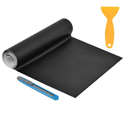 Autofolie Vinyl Folie mit Kunststoffschabern, 300cm Auto Folien Selbstklebend Matte Schwarz Vinyl-Autofolie Autoaufkleber, Blasenfrei Lackschutzfolien für Auto und Motorrad DIY Laptops
