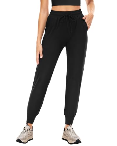 CAMPSNAIL Jogginghose Damen Lang Sporthose Atmungsaktiv Freizeithose Sweatpants Joggpants Weich Hosen für Fitness Yoga Freizeit Schwarz M